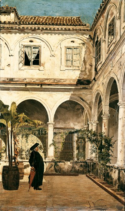 "" Faderen Salabot i klosteret i klosteret Saint Francois af Cadiz (Cadiz) "" Maleri af Salvador Viniegra y Lasso (1862-1915) 1881 Cadiz. Museum i Cadiz. Spanien af Salvador Viniegra y Lasso de la Vega