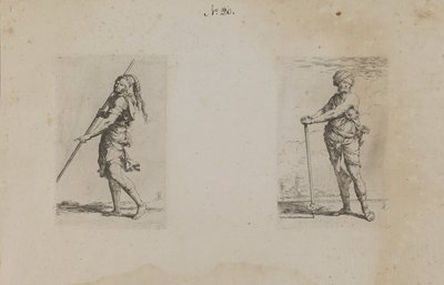 (Figurine Series) Mand med fjerklædt hat, set fra siden af Salvator Rosa