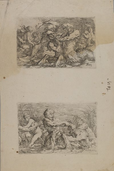 (Figurine Series) Flodguder i kamp af Salvator Rosa