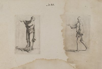 (Figurserie) Stående mand, der peger til venstre af Salvator Rosa