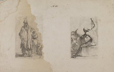 (Figurserie) Turbanklædt mand, set bagfra af Salvator Rosa