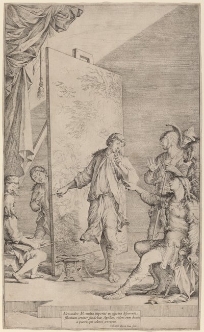 Alexander i Studio of Apelles af Salvator Rosa