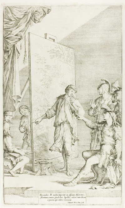 Alexander i Studio of Apelles af Salvator Rosa