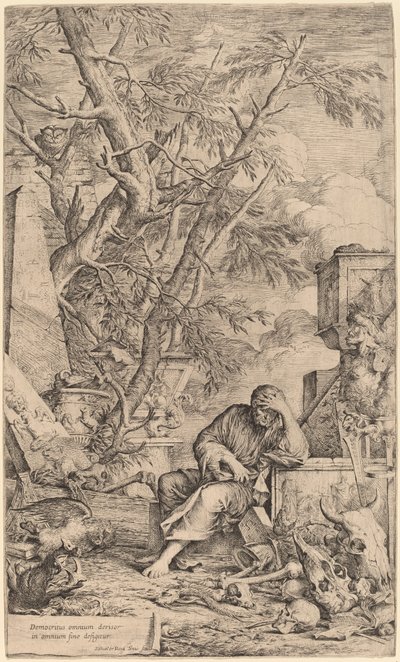 Demokrit i meditation af Salvator Rosa