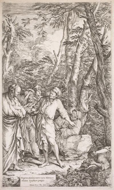 Diogenes og hans bæger, 1662. af Salvator Rosa