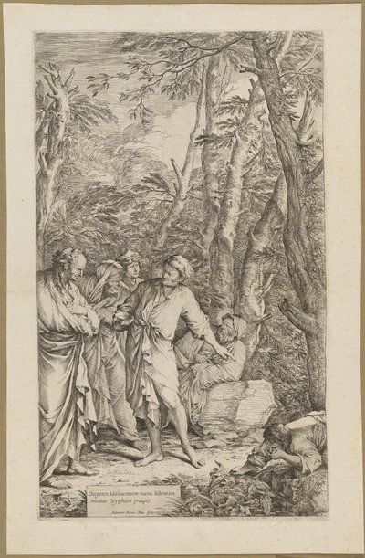 Diogenes kaster sin skål væk af Salvator Rosa