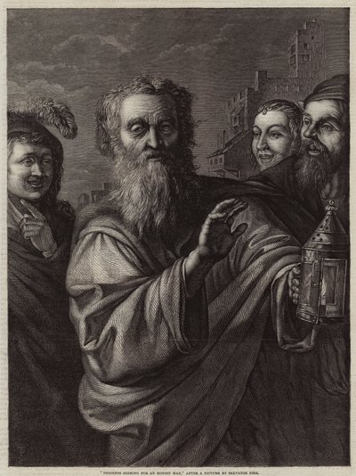 Diogenes søger efter en ærlig mand af Salvator Rosa