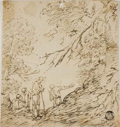 Fire mænd i en skov af Salvator Rosa