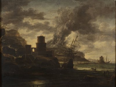 Havnescene af Salvator Rosa