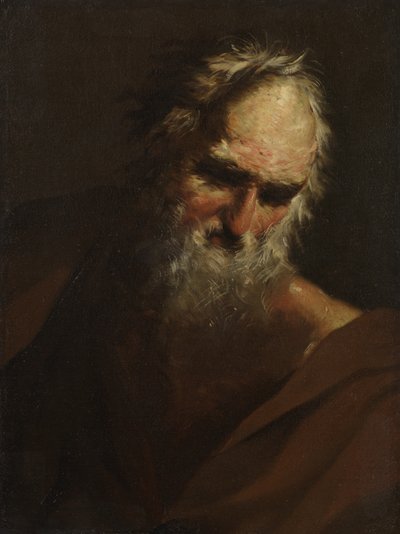Hoved af en skægget mand, ca. 1640-80 af Salvator Rosa