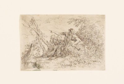 Hyrde og to børn i et landskab af Salvator Rosa