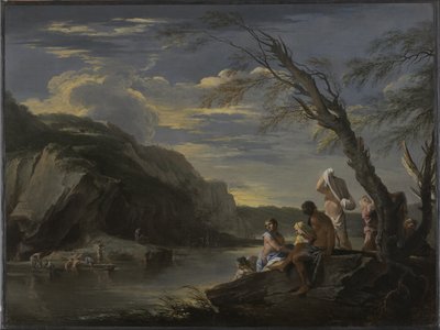 Landskab med badende, c.1660 af Salvator Rosa
