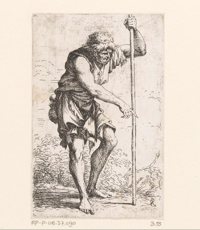 Gammel mand med en pind Små figurer (serietitel) Figur (serietitel) af Salvator Rosa