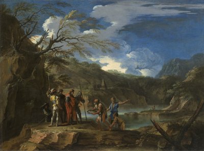 Polykrates og fiskeren, ca. 1664 af Salvator Rosa