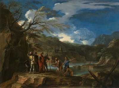 Polykrates og fiskeren, ca. 1664. af Salvator Rosa