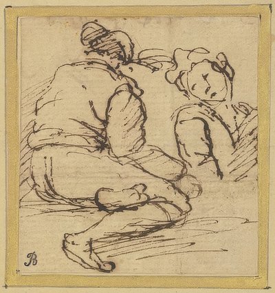 Siddende mand og halvfigur af Salvator Rosa