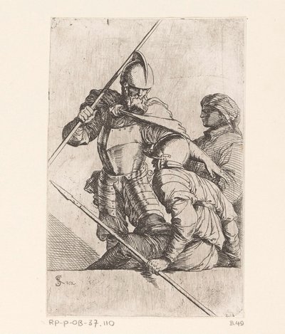 To soldater og en figur med en turban Små figurer (serietitel) Figur (serietitel) af Salvator Rosa