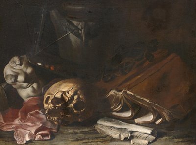 Vanitas-stilleben af Salvator Rosa