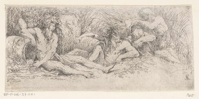 Fem flodguder med urner Tritons and River Gods (serietitel) af Salvator Rosa