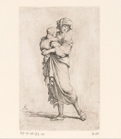 Kvinde med et barn Små figurer (serietitel) Figur (serietitel) af Salvator Rosa