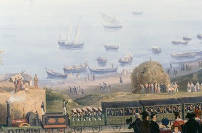 Ankomst til Granatello Station for det første tog fra Napoli-Portici Railway af Salvatore Fergola