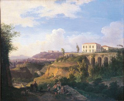 Italien, Napoli, Udsigt over Villa Ruffo-gården i Capodimonte af Salvatore Fergola