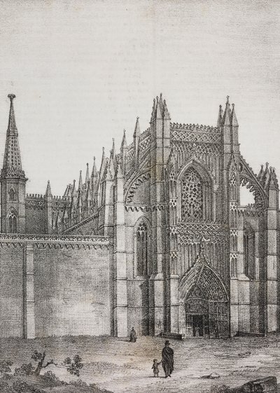 Batalha kloster, Portugal, litografi af Salvatore Puglia fra Poliorama Pittoresco, n 33, 22. marts af Salvatore Puglia