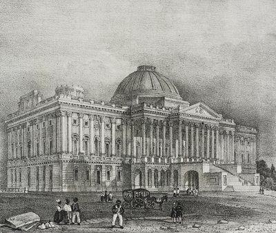Facade af Capitol-bygningen i Washington, USA, litografi af Salvatore Puglia fra Poliorama Pittoresco, n 42, 28. maj af Salvatore Puglia