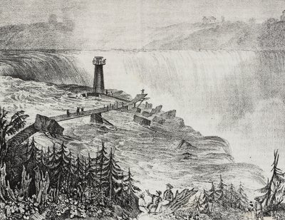 Horseshoe vandfald, Ontario, Canada, litografi af Salvatore Puglia fra Poliorama Pittoresco, n 6, 17 september af Salvatore Puglia
