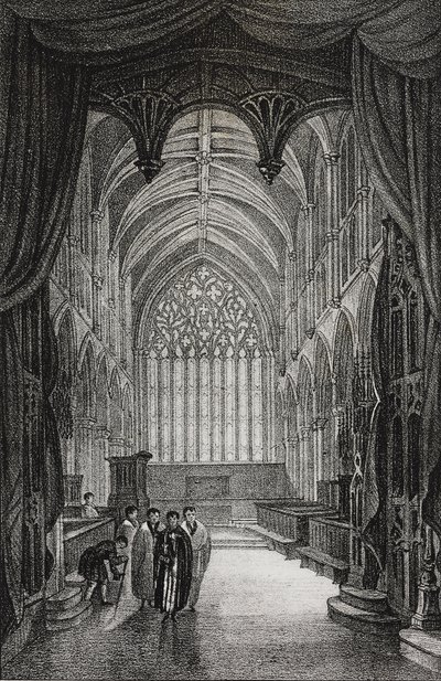 Interiør af Carlisle Cathedral, Storbritannien, litografi af Salvatore Puglia fra Poliorama Pittoresco, nr. 25, 25. januar af Salvatore Puglia