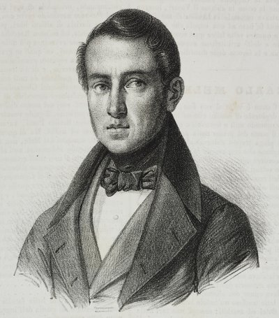 Portræt af Carlo Mele (1792-1841), litografi af Salvatore Puglia fra Poliorama Pittoresco, nr. 15, 20. november af Salvatore Puglia