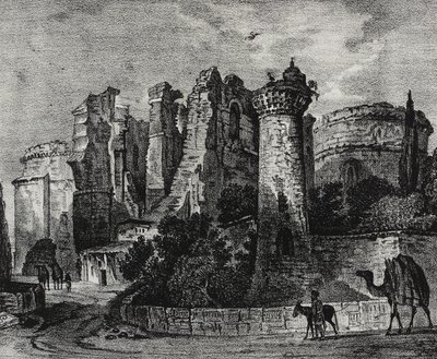 Ruinerne af Johanneskirken i Pergamon, Tyrkiet, litografi af Salvatore Puglia fra Poliorama Pittoresco, n 13, 5. november af Salvatore Puglia