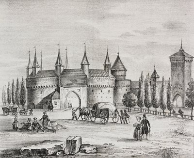 St Florians port, Krakow, Polen, litografi af Salvatore Puglia fra Poliorama Pittoresco, n 22, 4. januar af Salvatore Puglia