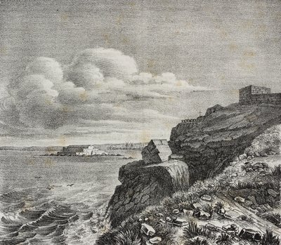 Grav for Francois-Rene de Chateaubriand i Saint-Malo, Frankrig, litografi af Gaetano Riccio fra Poliorama Pittoresco, n 32, 18. marts af Salvatore Puglia