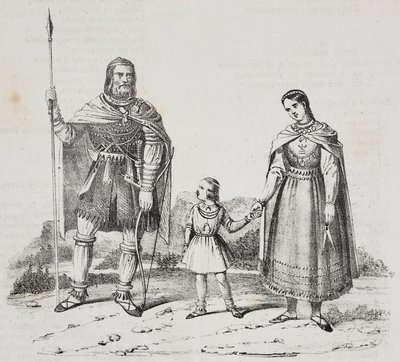 Varangians, folk på den skandinaviske halvø, litografi af Salvatore Puglia fra Poliorama Pittoresco, n 42, 27. maj af Salvatore Puglia