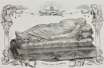 Veiled Christ af Giuseppe Sanmartino (ca. 1720-1793), Cappella Sansevero, Napoli, Campania, Italien, litografi af Salvatore Puglia fra Poliorama Pittoresco, n 33, 26. marts af Salvatore Puglia