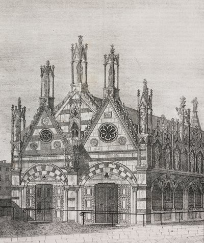 Udsigt over kirken Santa Maria della Spina i Pisa, Toscana, Italien, litografi af Salvatore Puglia fra Poliorama Pittoresco, n 34, 29. marts af Salvatore Puglia