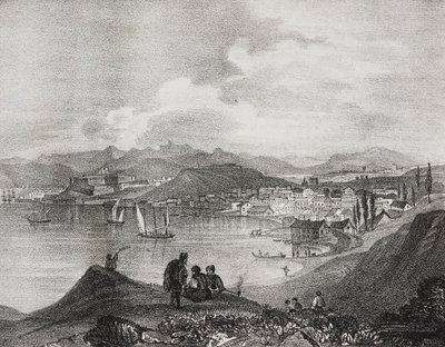 Udsigt over Korfu fra Mount Oliveto, Ioniske Øer, Grækenland, litografi af Salvatore Puglia fra Poliorama Pittoresco, n 25, 25. januar af Salvatore Puglia