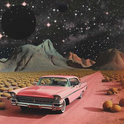 Pink Car Cosmic Desert af Samantha Hearn