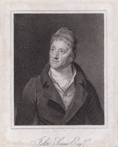 Sir John Soane, engelsk arkitekt og samler (gravering) af Samuel (after) Drummond