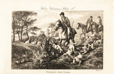 Ridende jægere, der ser på, mens hunde finder en hare af Samuel (after) Howitt