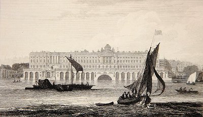 Udsigt over Somerset House fra Themsen, indgraveret af W.B. Cooke (1778-1855) 1814 (gravering) af Samuel (after) Owen
