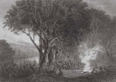 Australien: Carrobboree på Murray-flodens bredder (kobberstik) af Samuel (after) Prout