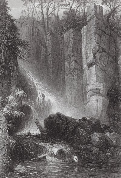 Australien: Cataract Gle, Mount Wellington, Tasmanien (kobberstik) af Samuel (after) Prout