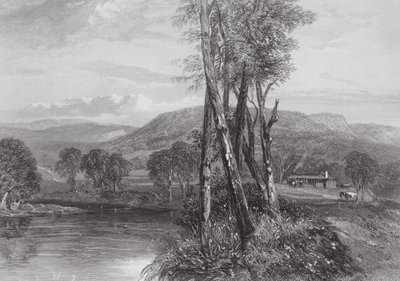 Australien: På Goulburn-floden, Victoria (kobberstik) af Samuel (after) Prout