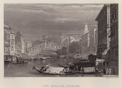 Rialto, Venedig (farve litho) af Samuel (after) Prout