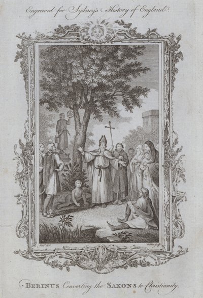Berinus omvender sakserne til kristendommen (gravering) af Samuel (after) Wale