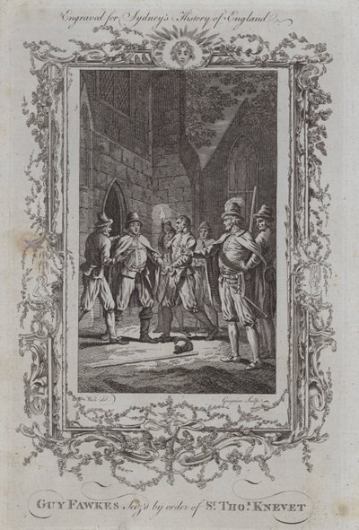 Guy Fawkes beslaglagt efter ordre fra Sir Thomas Knevet (gravering) af Samuel (after) Wale
