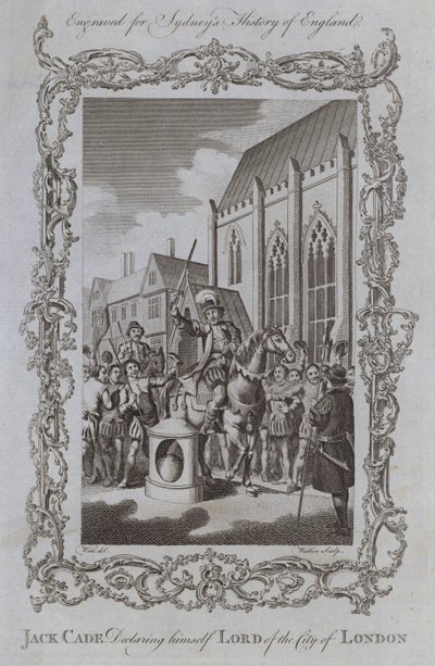 Jack Cade erklærer sig selv Lord of the City of London (gravering) af Samuel (after) Wale