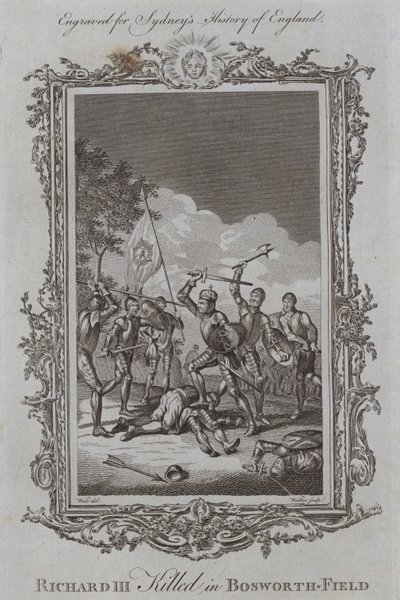 Richard III dræbt i Bosworth-feltet (gravering) af Samuel (after) Wale